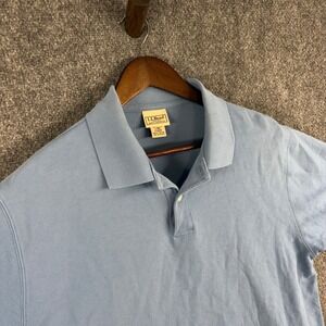 L.L.Bean Mens Polo Shirt Regular Fit Cotton Light‎ Blue Casual Classic